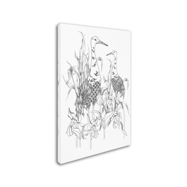 The Tangled Peacock 'Cranes & Orchids' Canvas Art,12x19